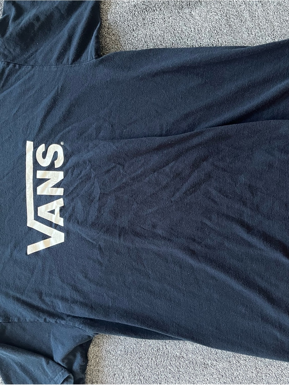TWO Vans Navy AND Black Tee with white logo/graphic